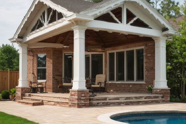 Modern composite deck with glass railing and LED lighting